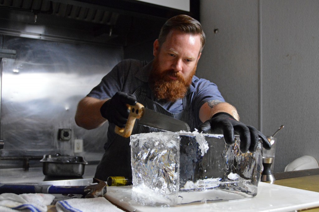 Alex Gregg demonstrating ice carving