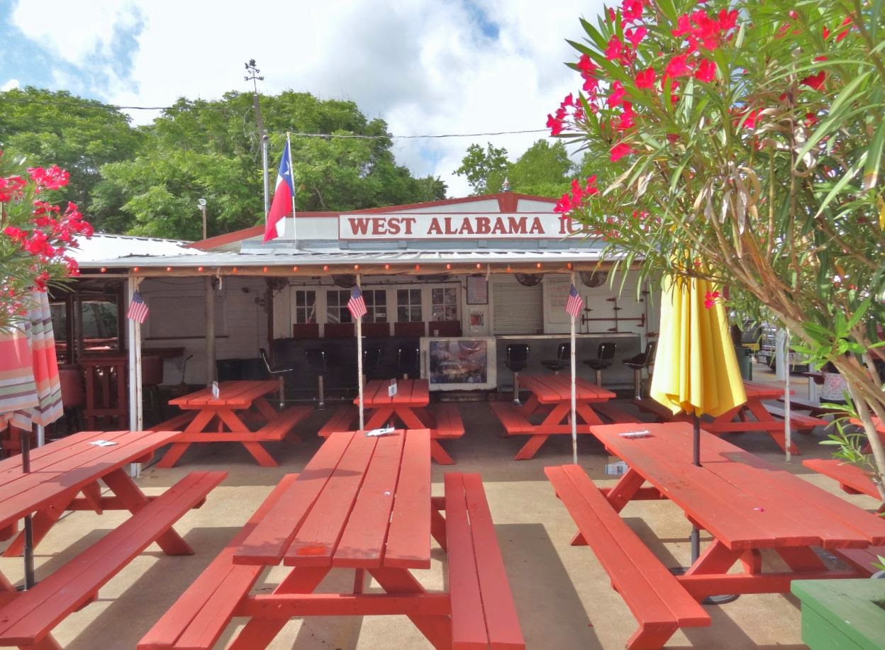 West Alabama Icehouse frontal view from street with tables-benches - May 2014 pic