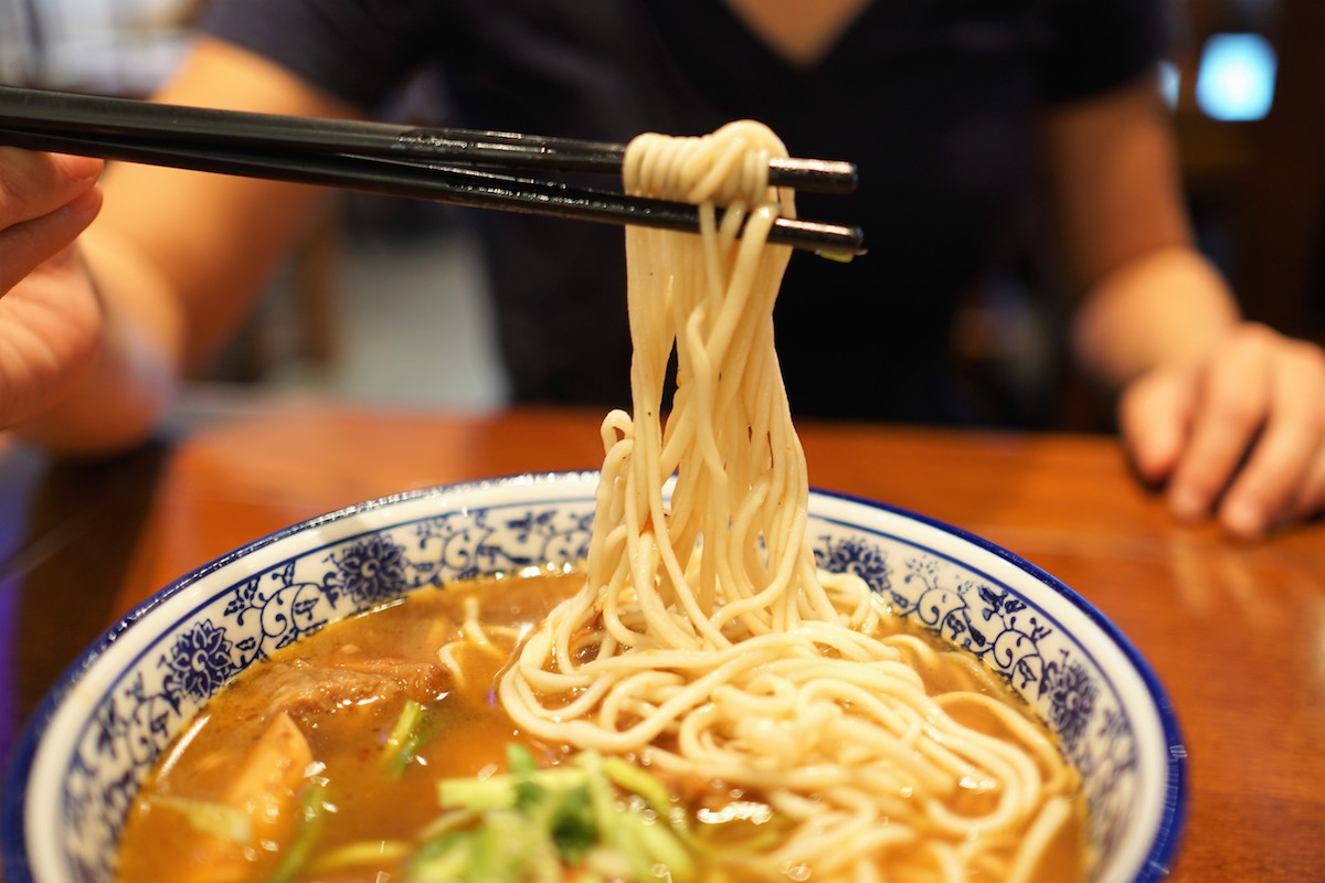 Stewed beef ramen soup at Kuen Noodle House