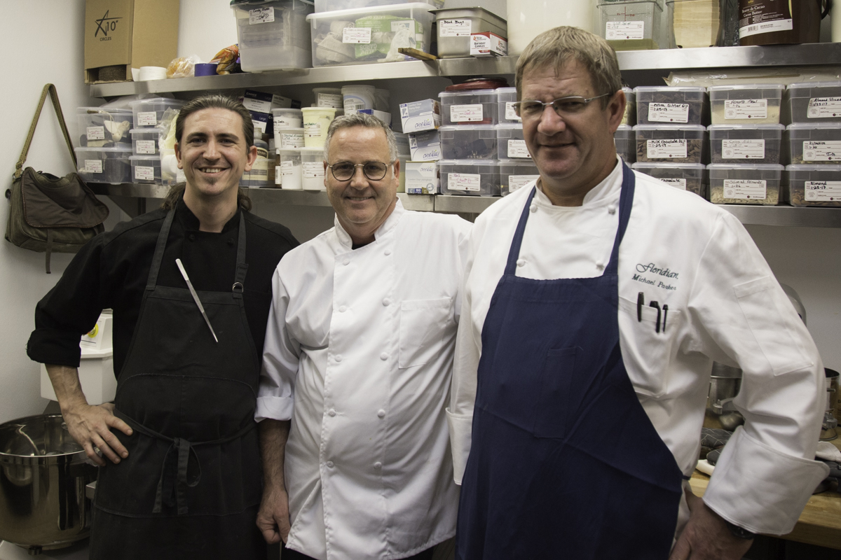 From left to right: chef de cuisine Micah Rideout, pastry chef David Berg and executive chef Michael Parker.