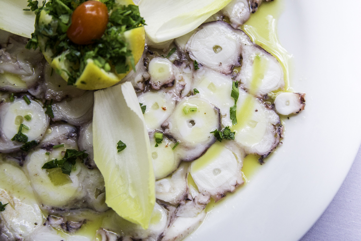 Octopus carpaccio at Sud Italia