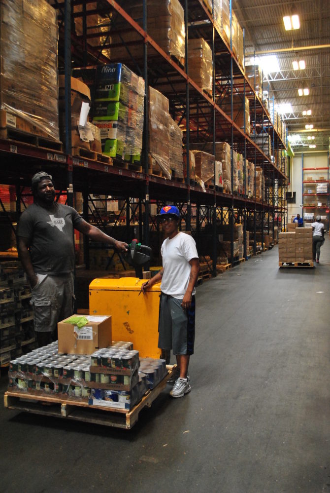 Warehouse dry storage at the Houston Food Bank.