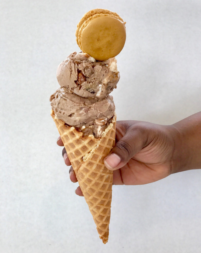 100% of proceeds from the Buffalo Bayou flavor of ice cream served at Petite Sweets goes to the Greater Houston Community Foundation. Photo by Lee's Creamery