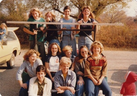 Judy (at center) and her Girl Scout troop, 1977. Submitted by her friend, Karen.